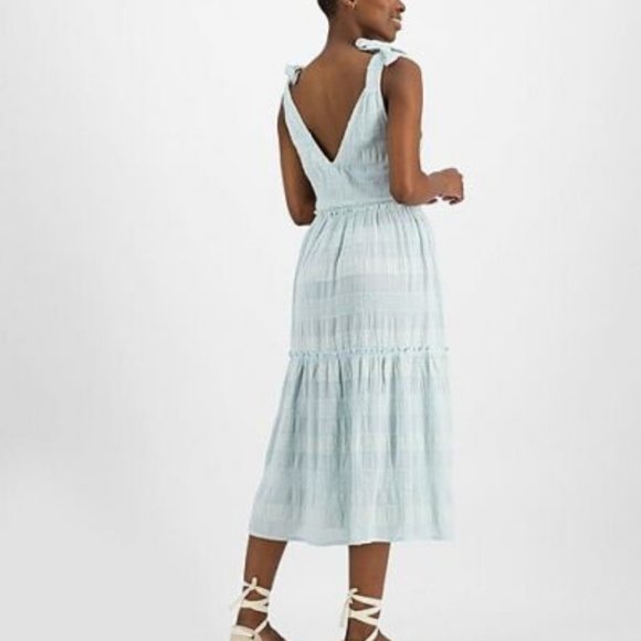 Old khaki Women's Augusta Dress Textured Ruffle Blue New - Picture 4 of 8